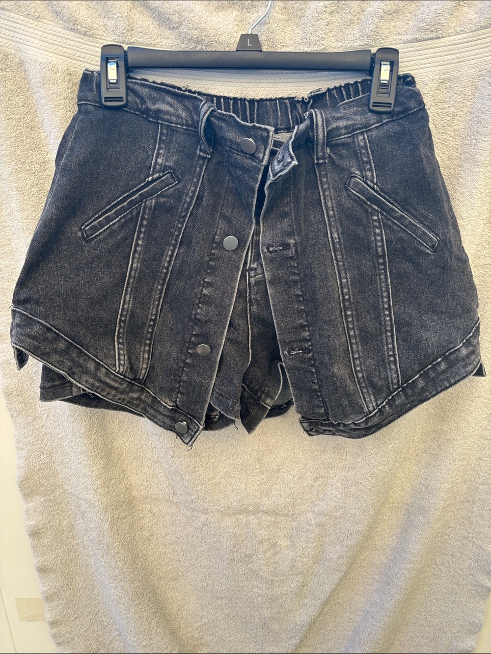 Black denim skort